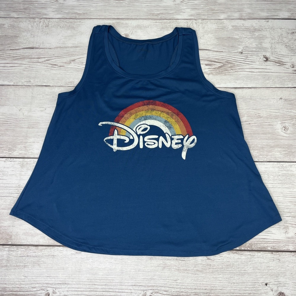 Disney Women's Rainbow Logo Tank Top Large Soft Excellent‎ Condition!
